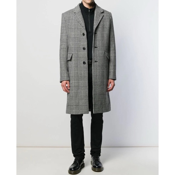 Sandro Other - Sandro- Prince of Wales Checkered Grey Wool Long Coat Size Medium Unisex